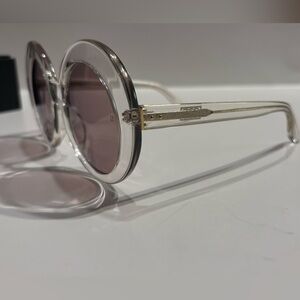 NWT $640 Linda Farrow oversized round-lens  Women’s  sunglasses.